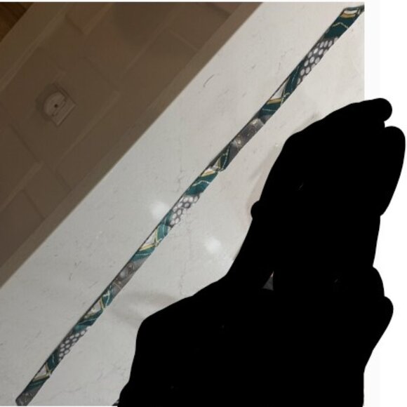 Elegant Teal and Gray Women's Twilly Scarf - Picture 2 of 3